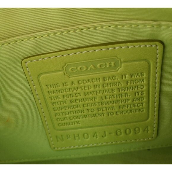 Coach Y2K Demi Baguette Bag Wristlet Signature Monogram Yellow Leather Trim 6094 - Picture 9 of 10